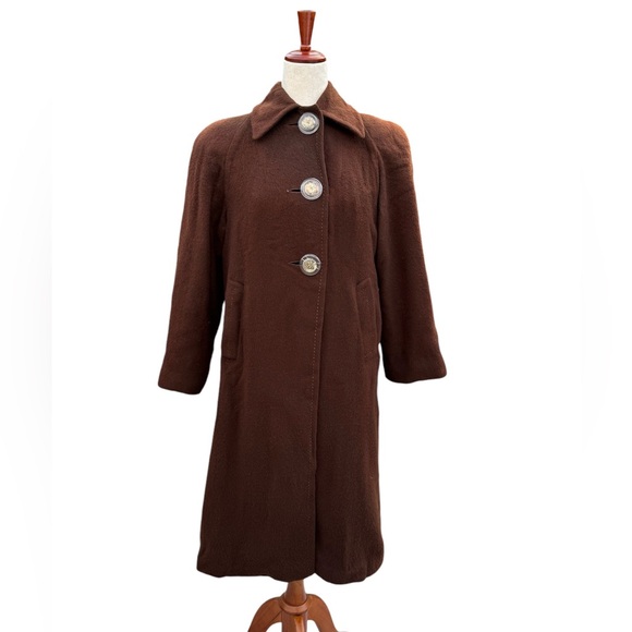 Vintage‎ Bettyjean Wool Brown Coat . - Picture 1 of 9